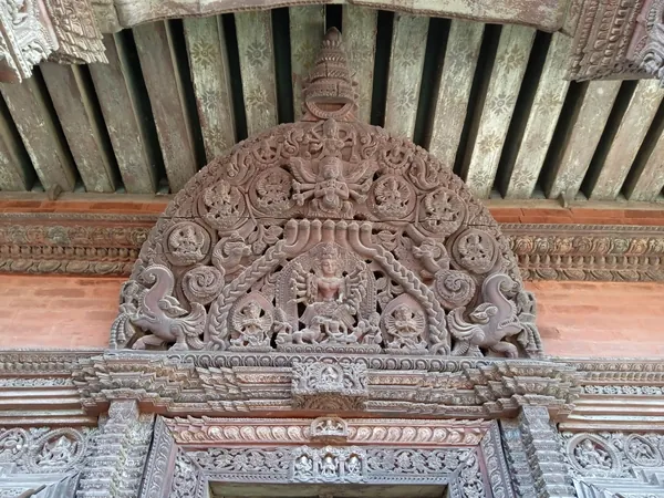 Carved wooden tympanum of Nyatapola