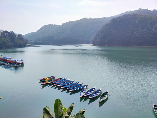 Colourful boats on Phewa Lake